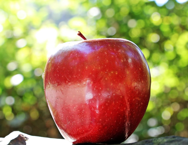 Hand reaching for an apple